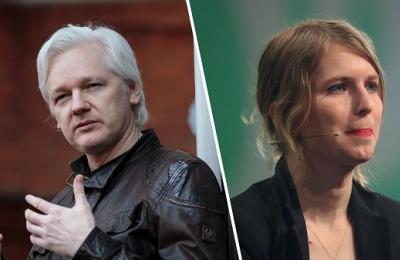 Foto: Julian Assange se representa al lado de Chelsea Manning. Crédito: Getty Images